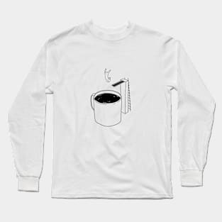 Coffee lover - Illustration Drawing Lineart Minimal Doodle Long Sleeve T-Shirt